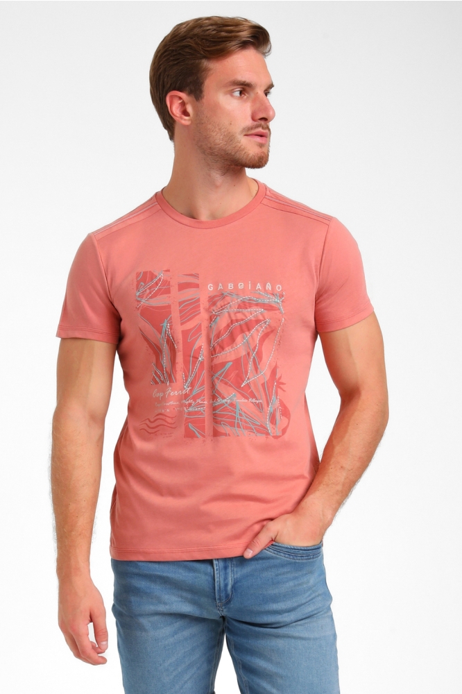FRONT PRINTED T SHIRT 155913 SUNSET RED